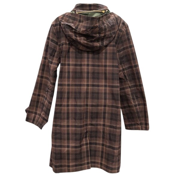 FELLER Seattle Raincoat Brown Plaid Hooded Jacket Women’s L – Rare Print - Picture 5 of 11
